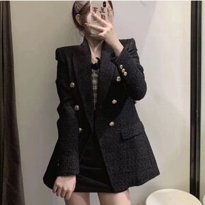 Zara Black Blazer with Gold Buttons